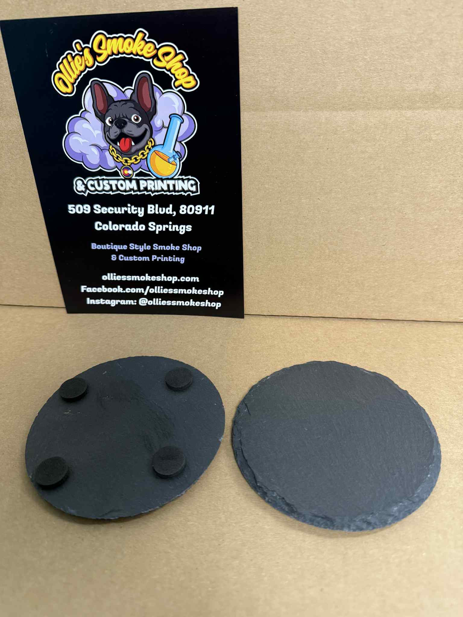Custom Laser Engraved 4" Round Slate Stone Coaster