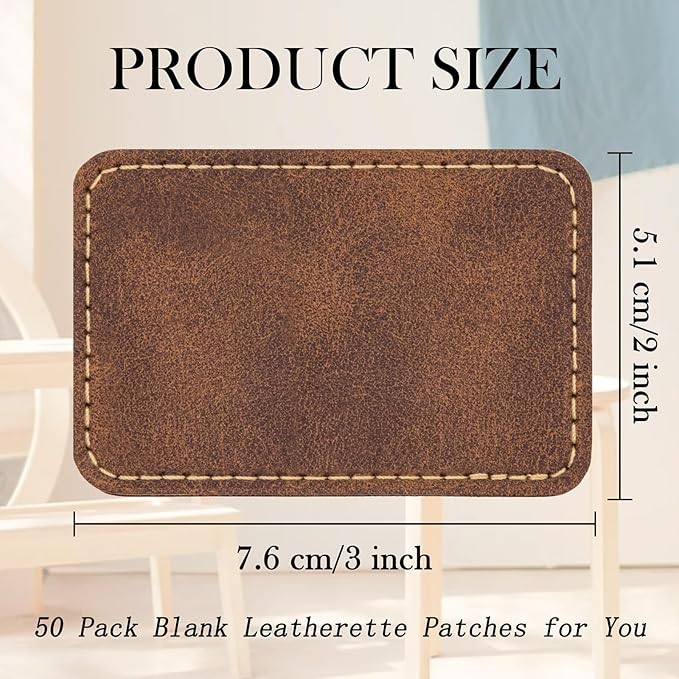 Custom Laser Engraving 3x2” Leatherette Iron On Patches