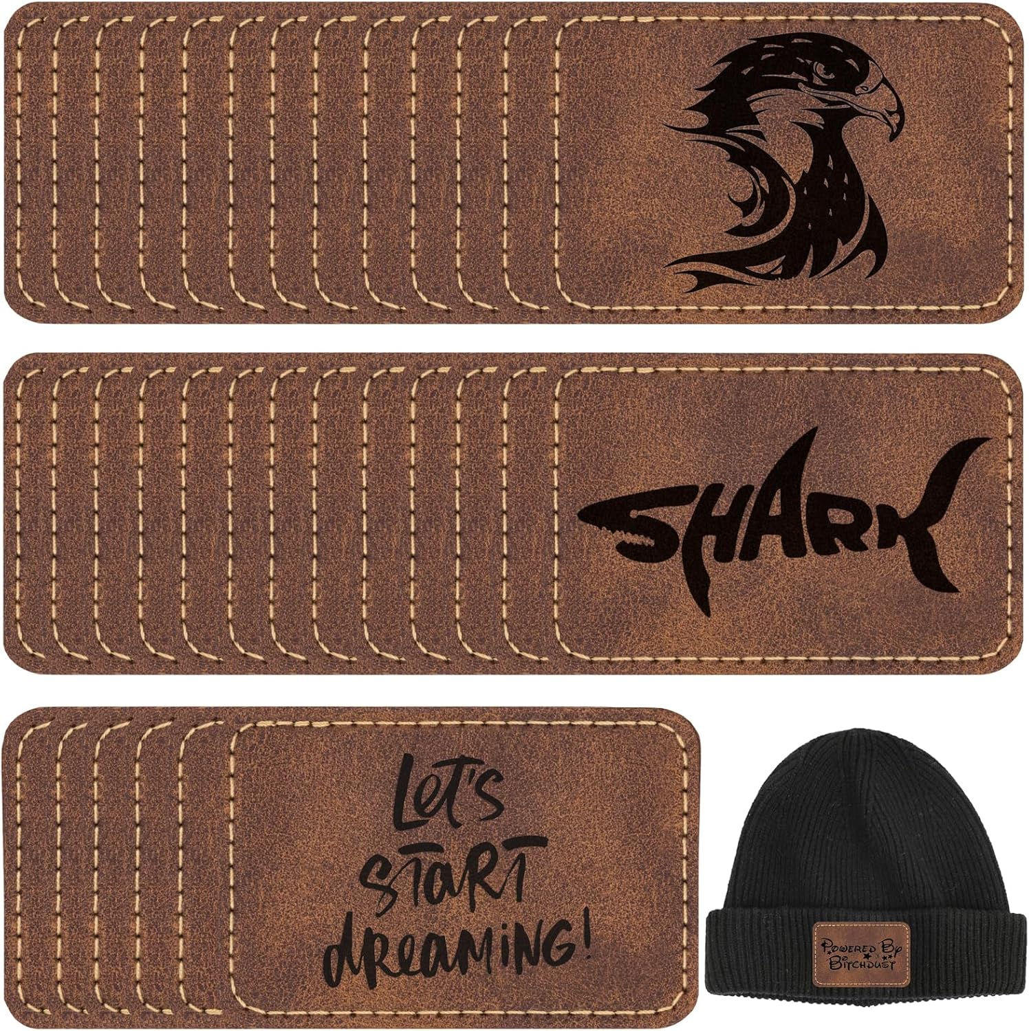 Custom Laser Engraving 3x2” Leatherette Iron On Patches