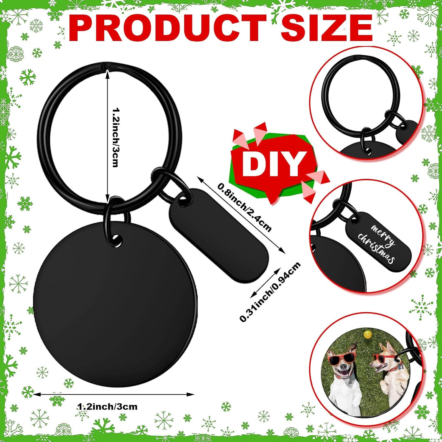 Custom Laser Engraving Black Metal Keychain (Engraves to Silver Text/Image)