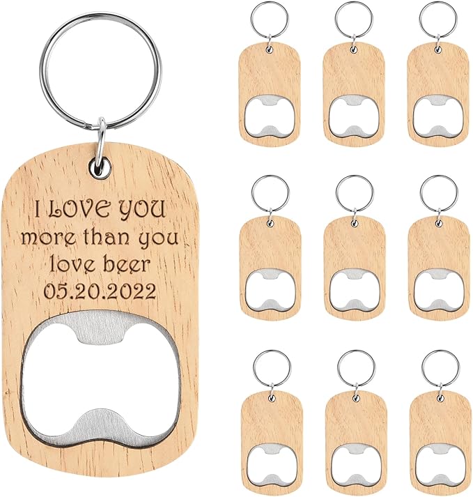 Custom Laser Engraving Wood Bottle Opener Keychain
