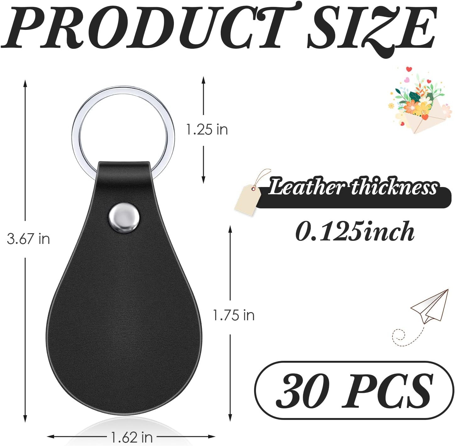 Custom Laser Engraving Black Leather Keychain