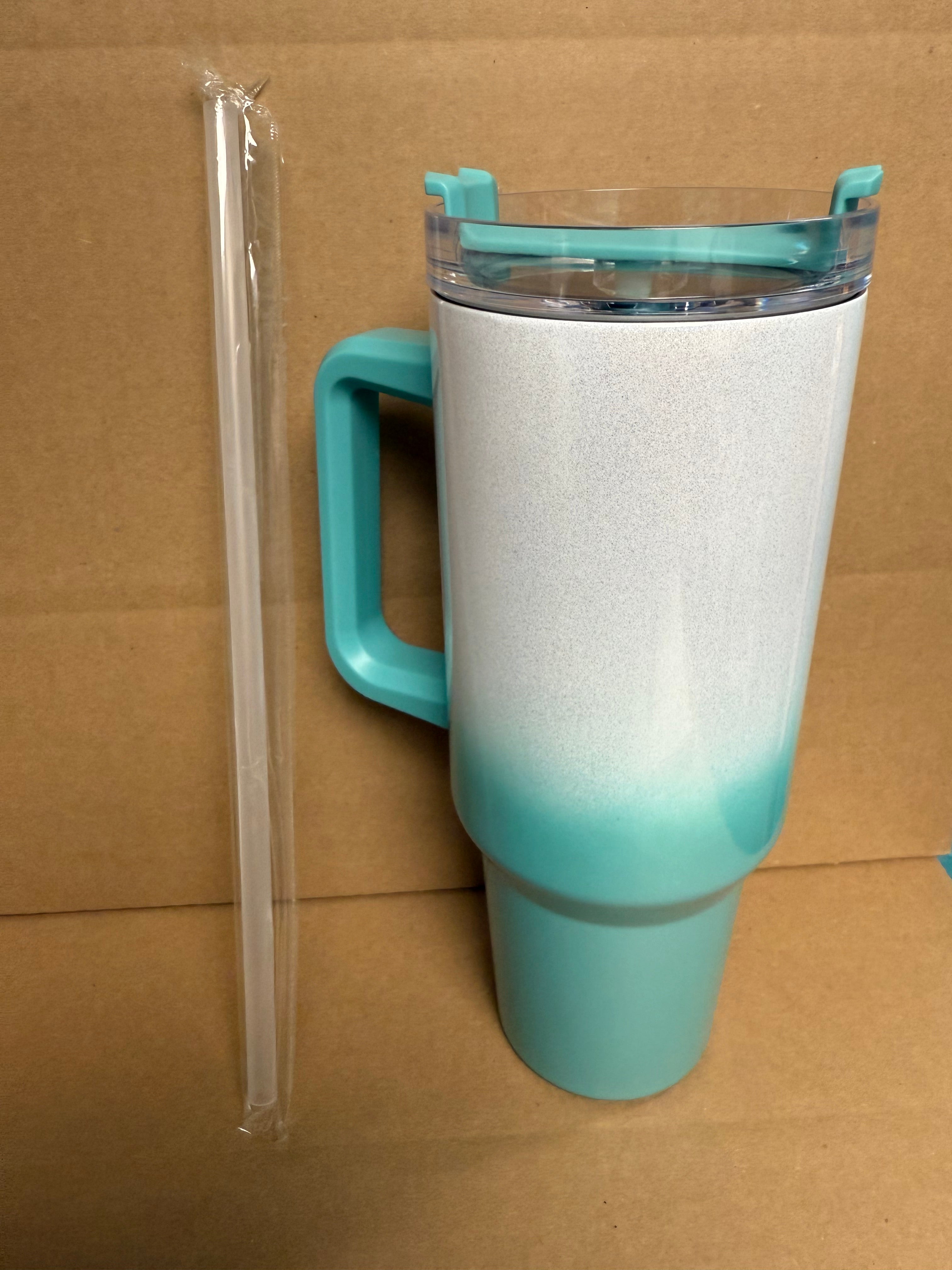 Custom Sublimation 40oz Glitter Gradient Stanley Style Tumbler - Green