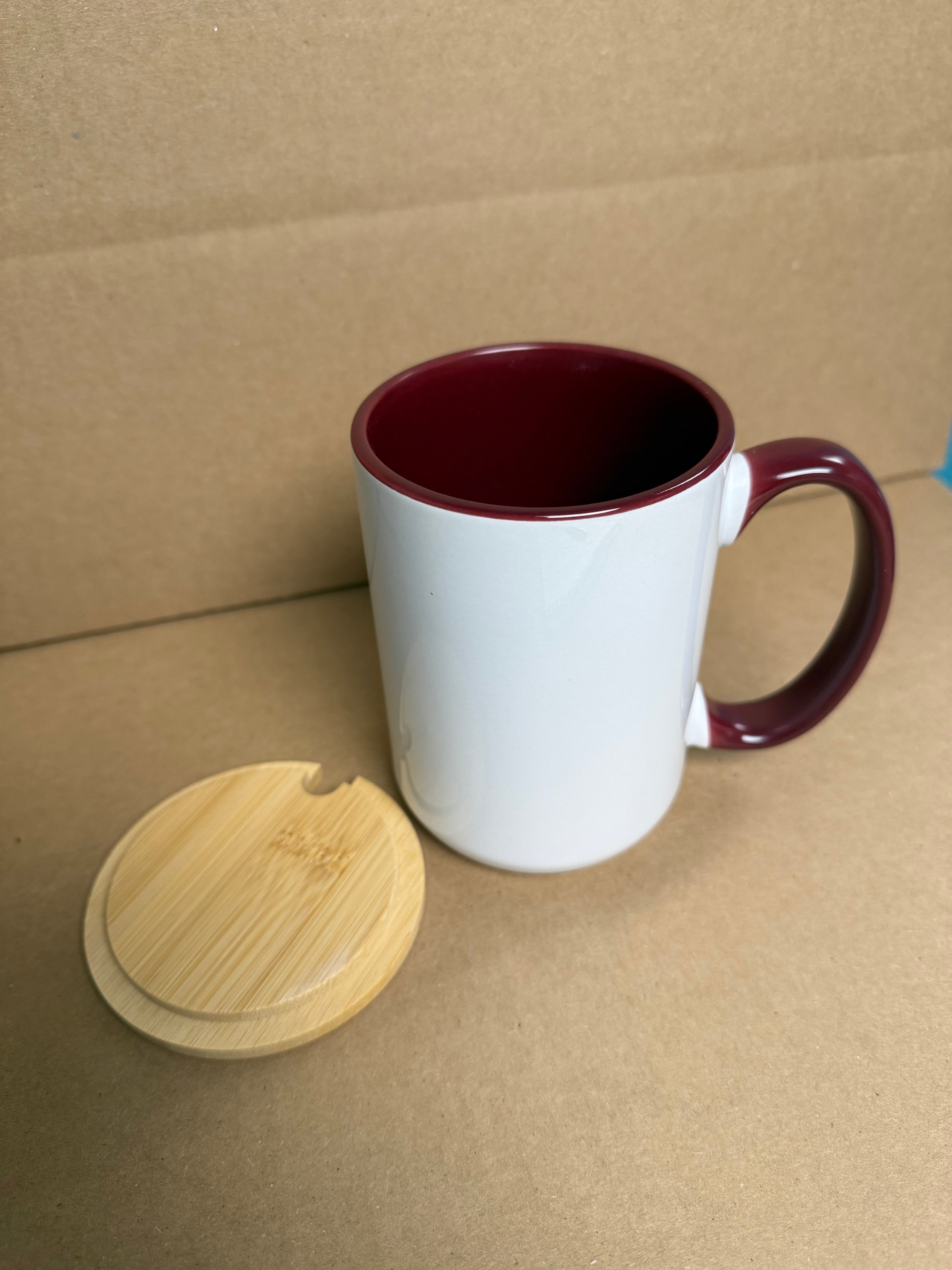 Custom Sublimation 15oz Coffee Mug with Lid - Magenta