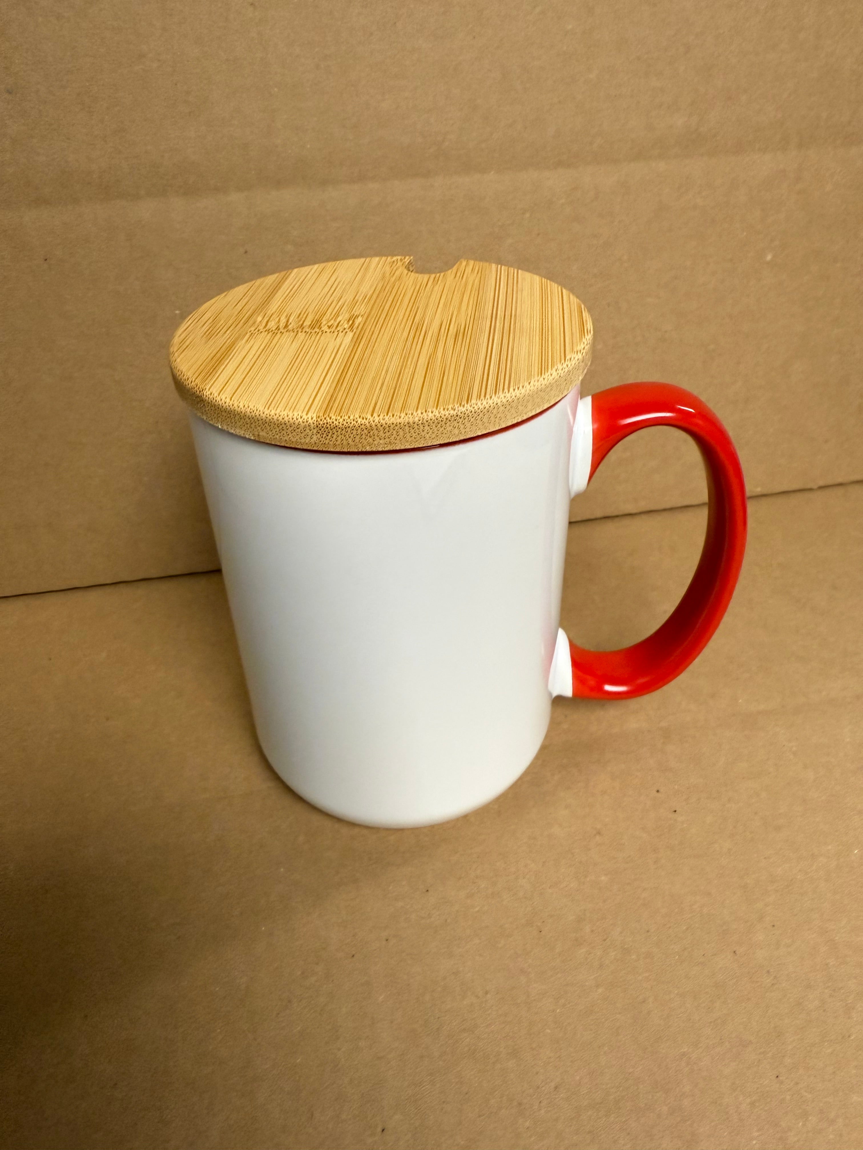 Custom Sublimation 15oz Coffee Mug with Lid - Red