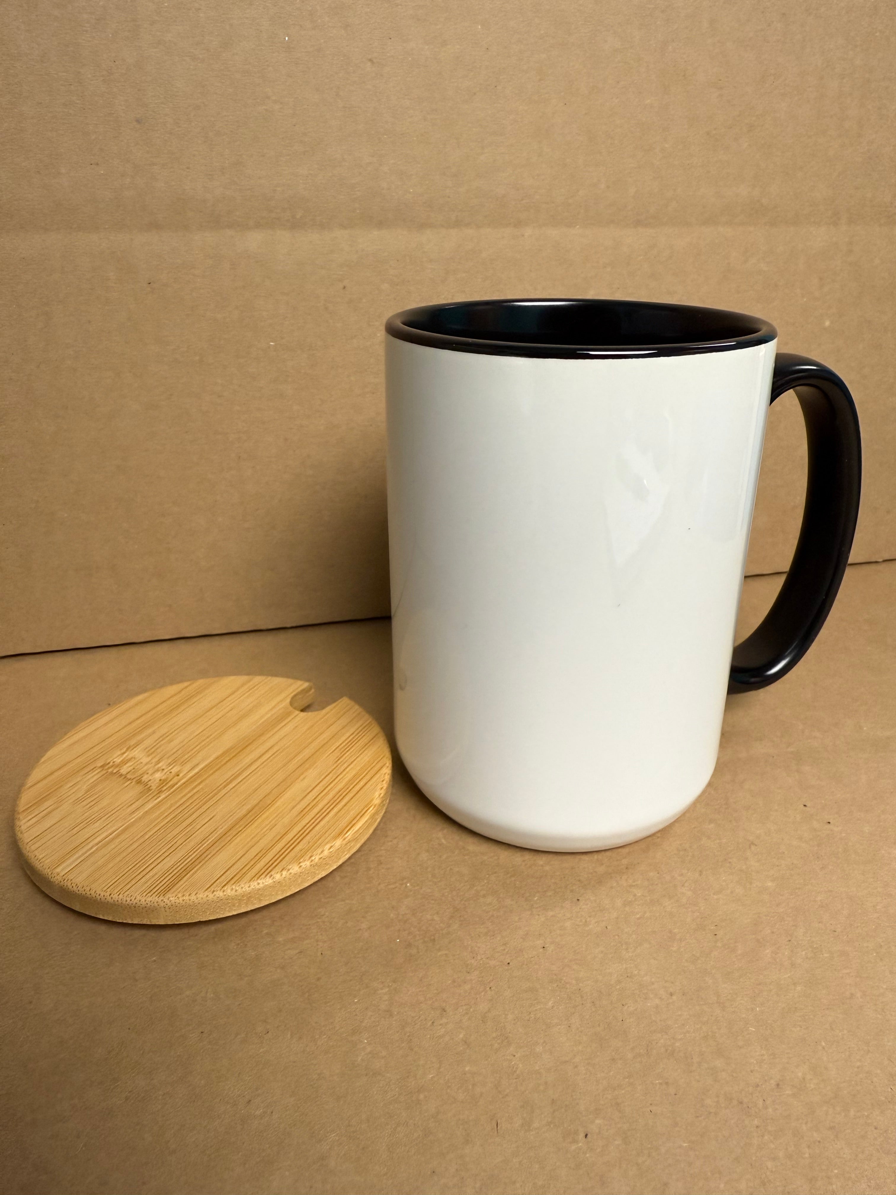 Custom Sublimation 15oz Coffee Mug with Lid - Black