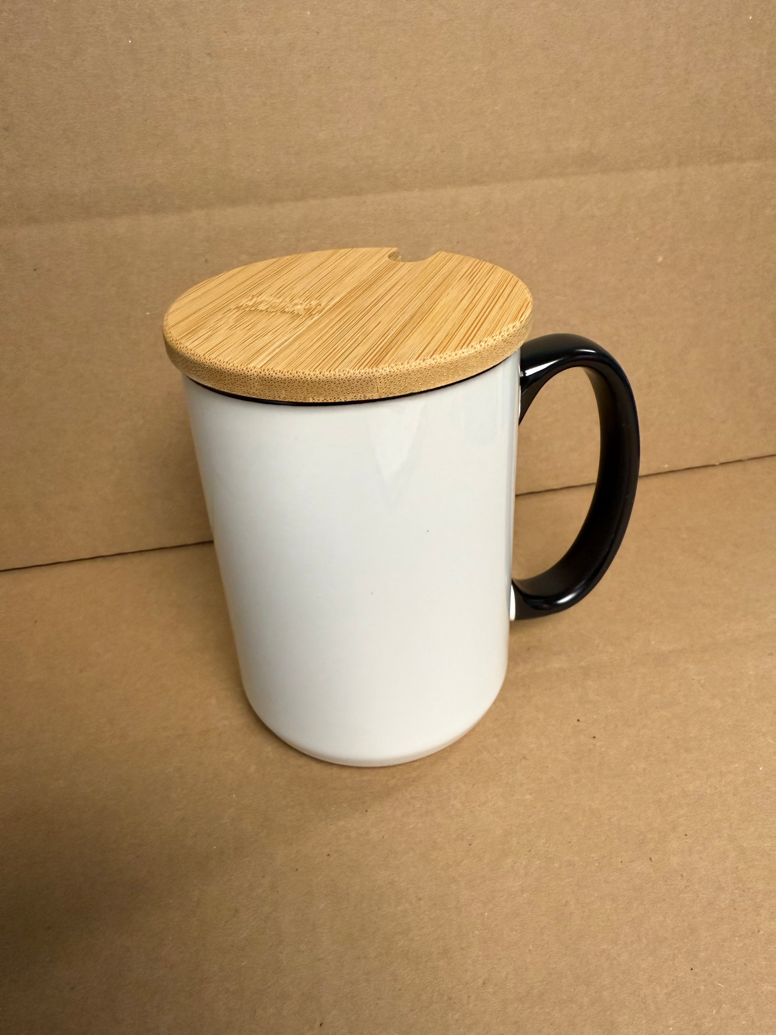 Custom Sublimation 15oz Coffee Mug with Lid - Black