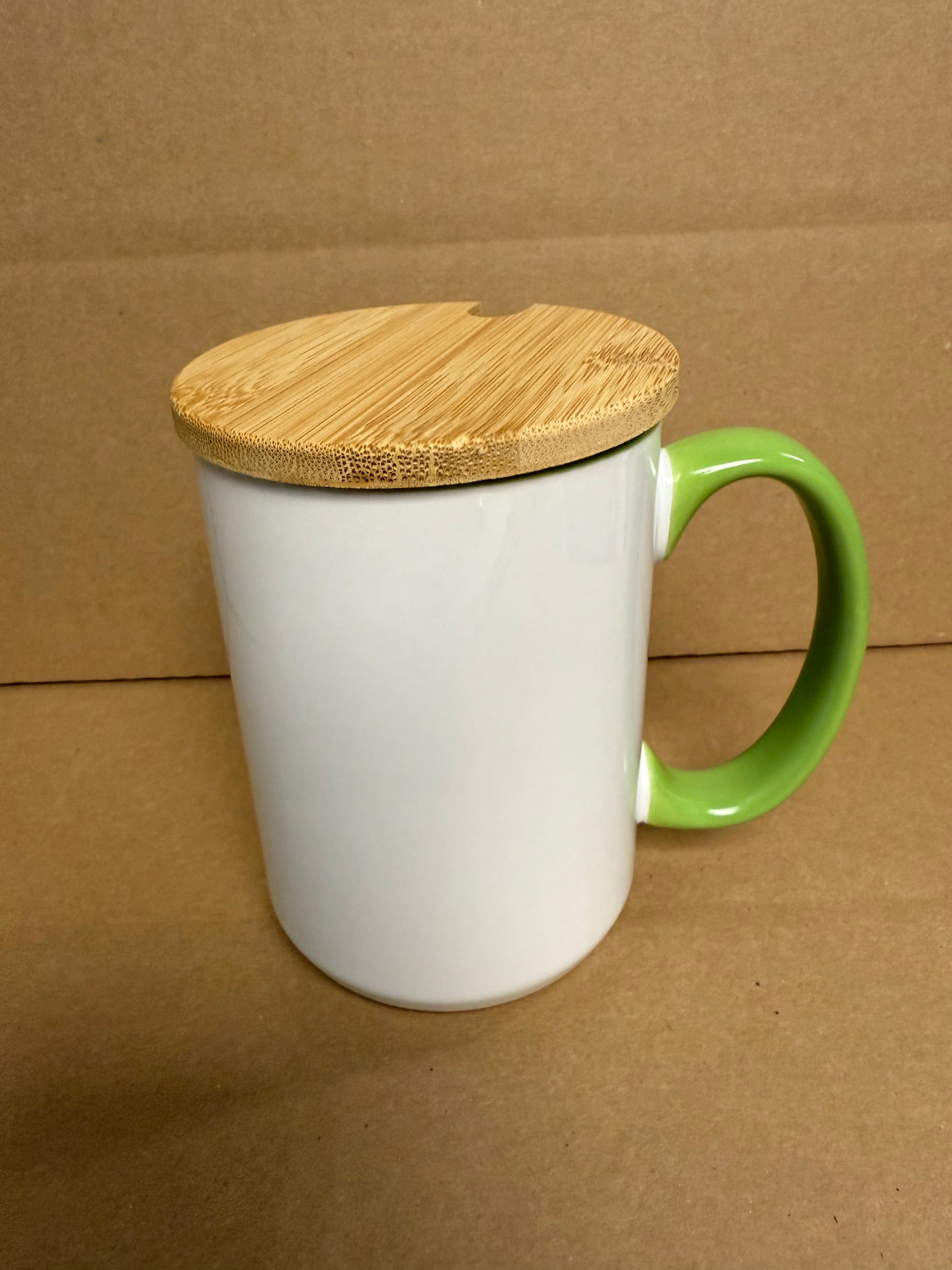 Custom Sublimation 15oz Coffee Mug with Lid - Green