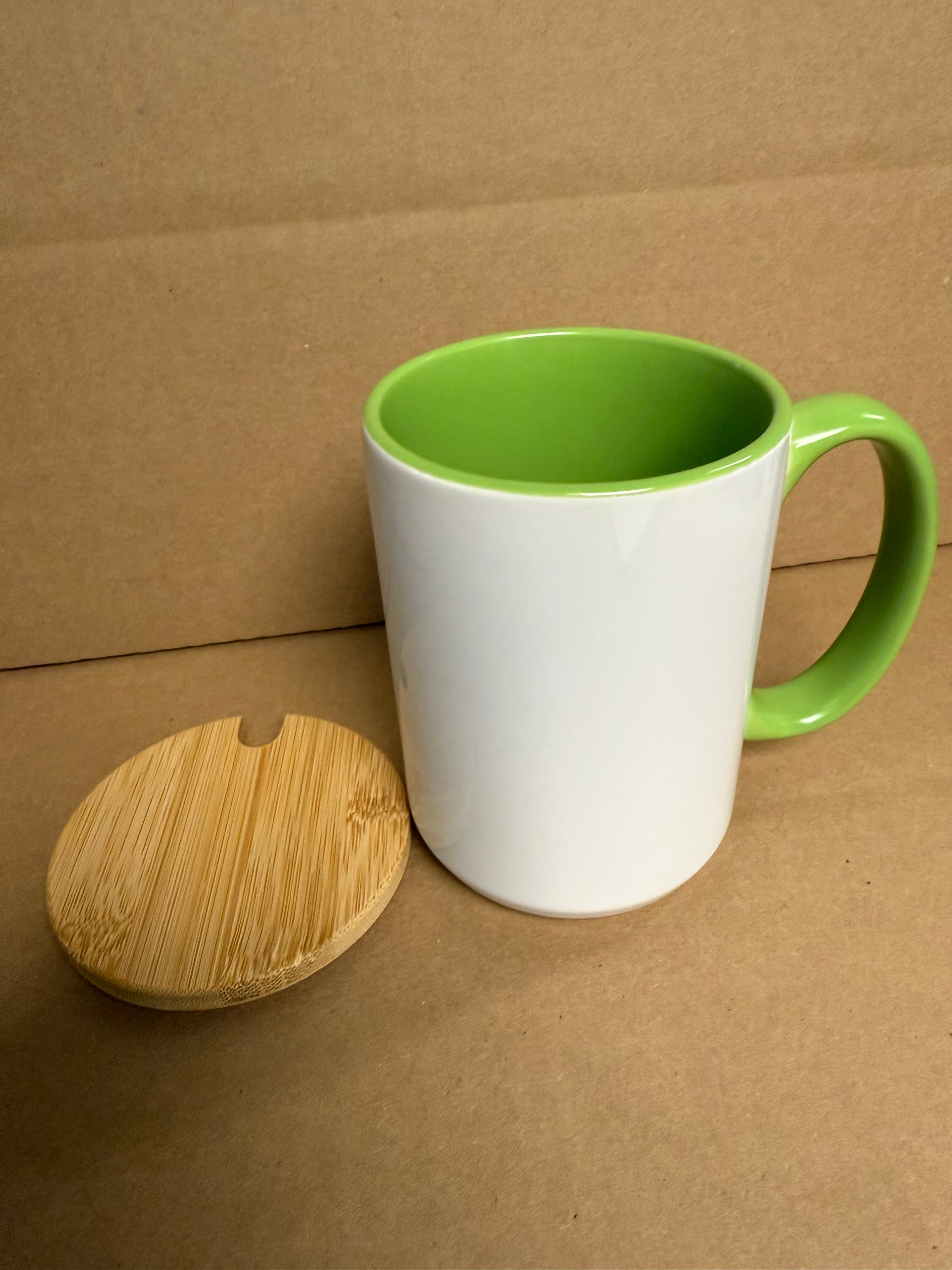 Custom Sublimation 15oz Coffee Mug with Lid - Green