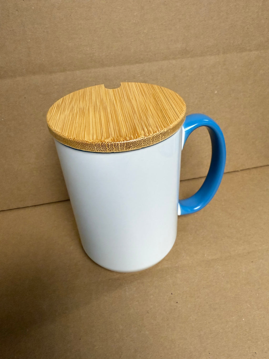 Custom Sublimation 15oz Coffee Mug with Lid - Light Blue