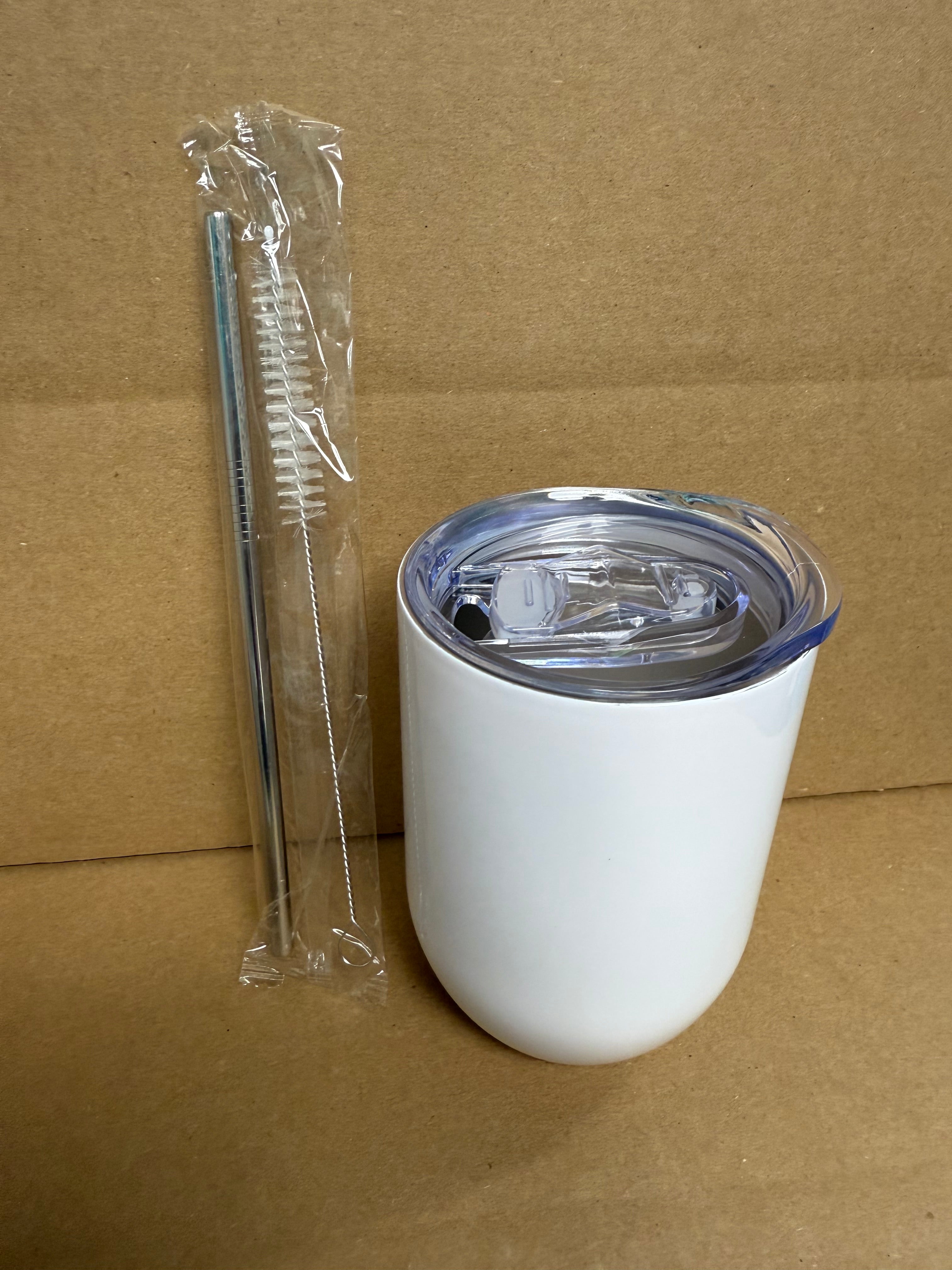 Custom Sublimation 12oz Wine/Drink Tumbler with Straw