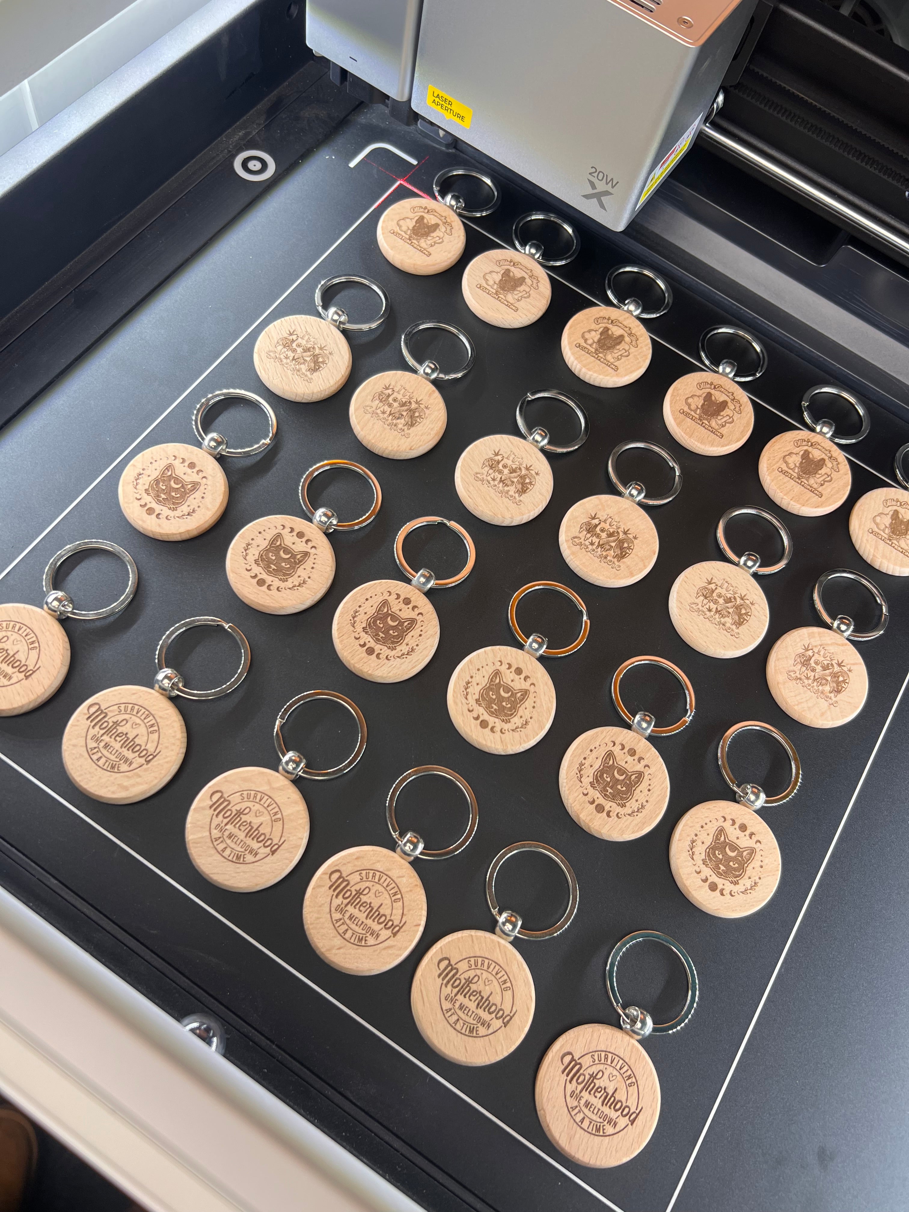 Custom Laser Engraving 1.5" Wood Keychain