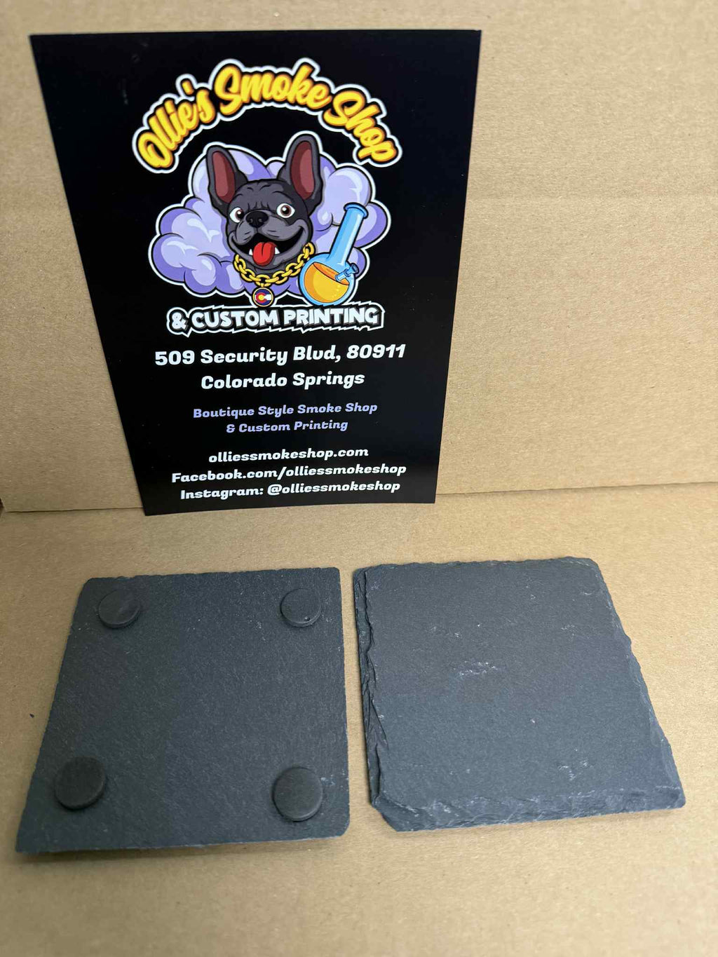 Custom Laser Engraved 4" Square Slate Stone Coaster
