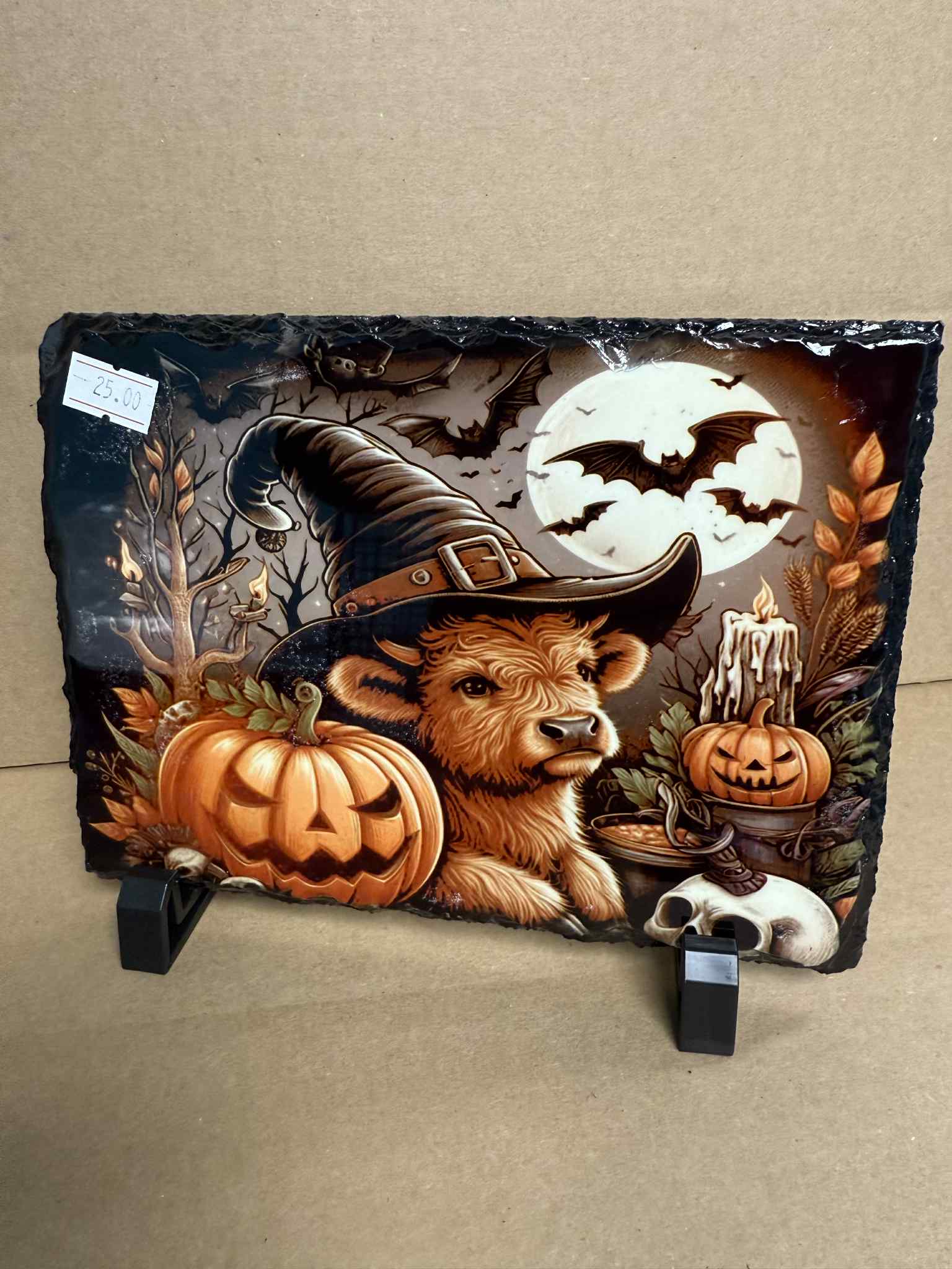 Halloween Cow - 6x8" Slate Stone Photos with Stand