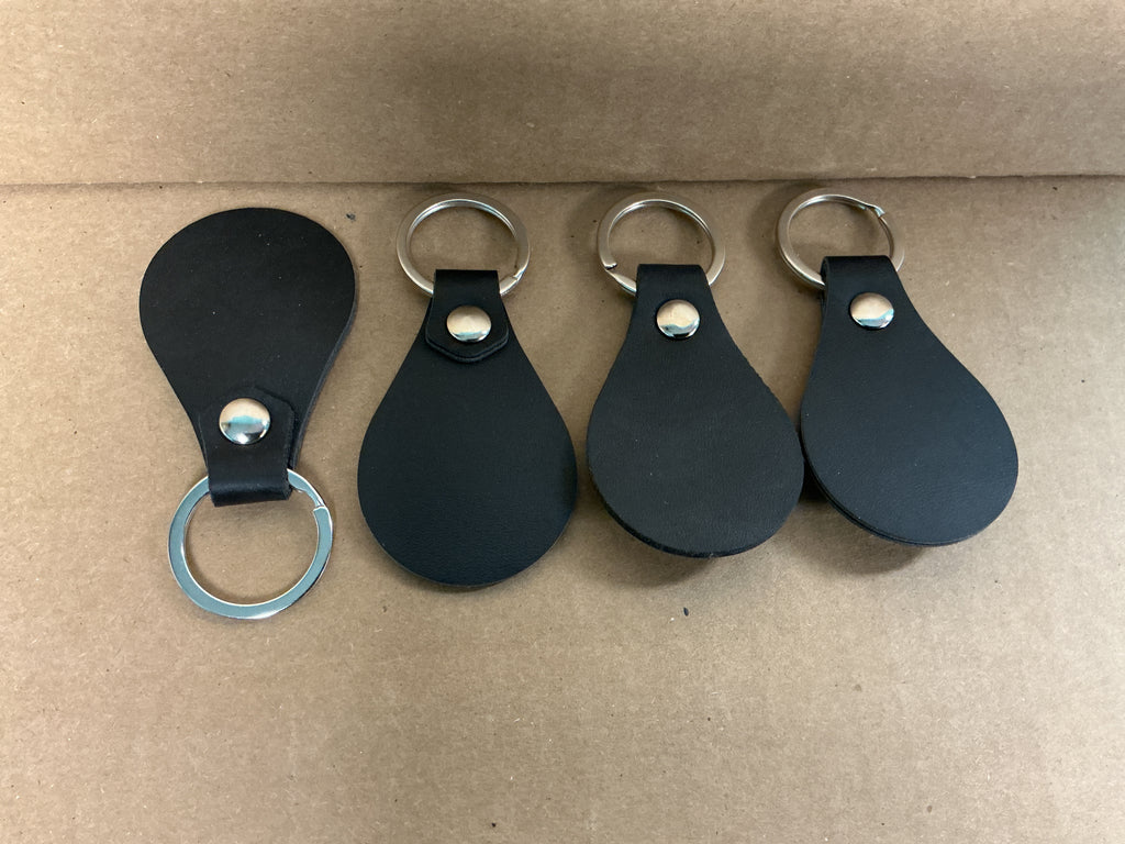 Custom Laser Engraving Black Leather Keychain