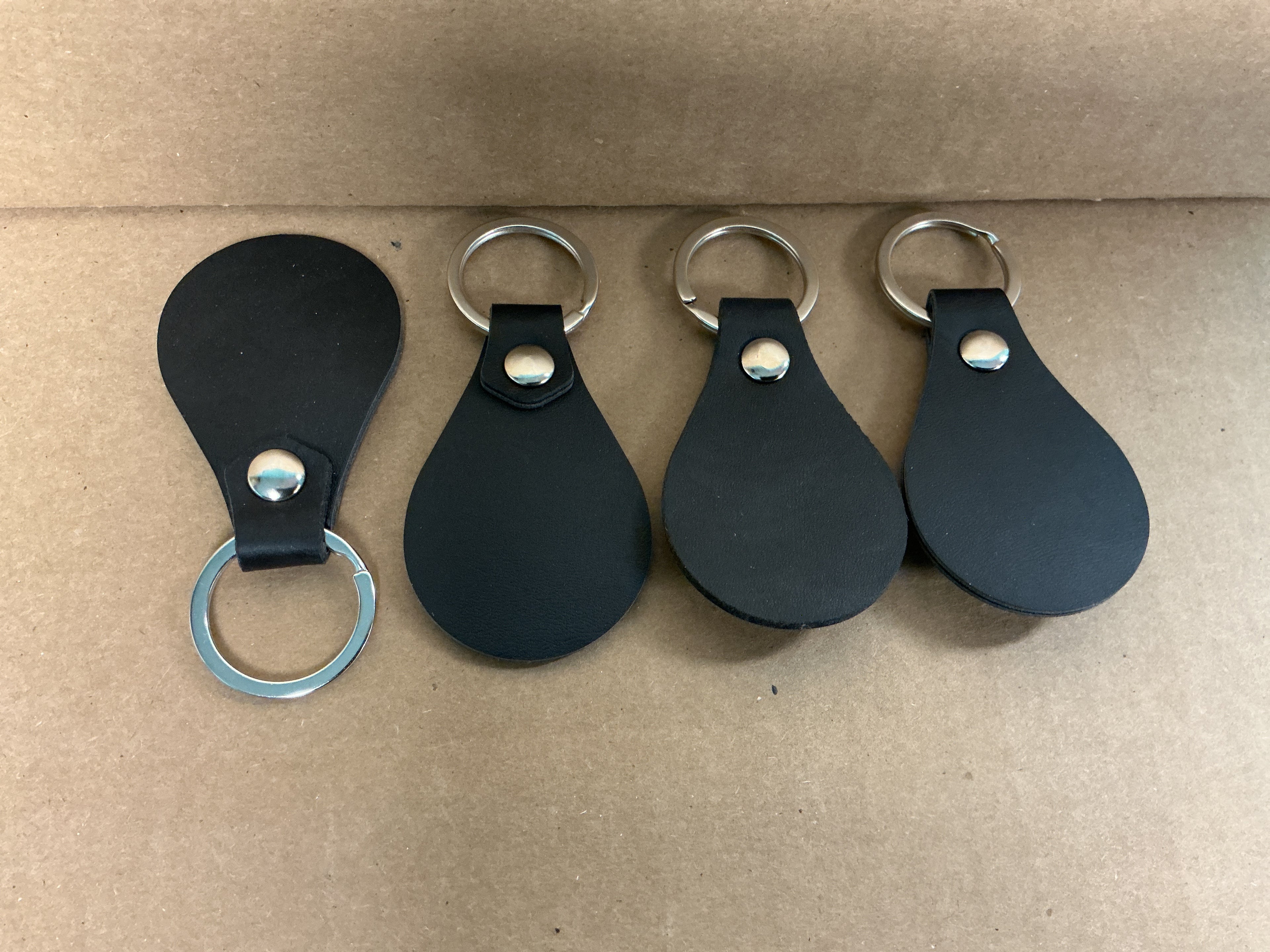 Custom Laser Engraving Black Leather Keychain